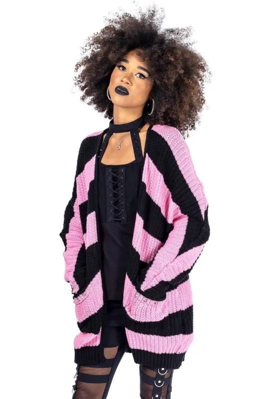 In A Daze Cardigan [BLACK/PINK] sold by Vampire Freaks