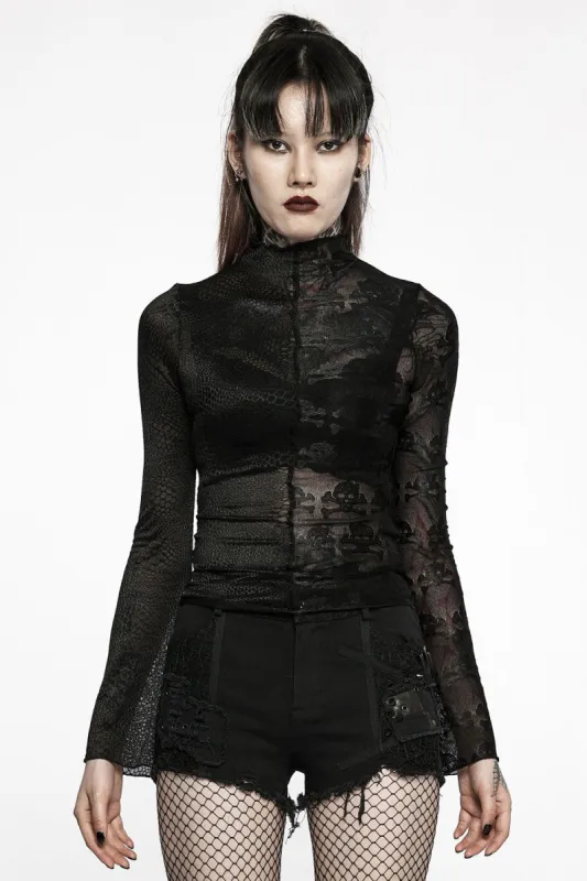 Mismatched Mesh Top [Skull/Snake] sold by Vampire Freaks