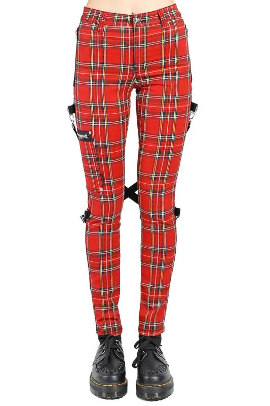 Tripp Ladies Chaos Bondage Pants [Red Plaid] sold by Vampire Freaks