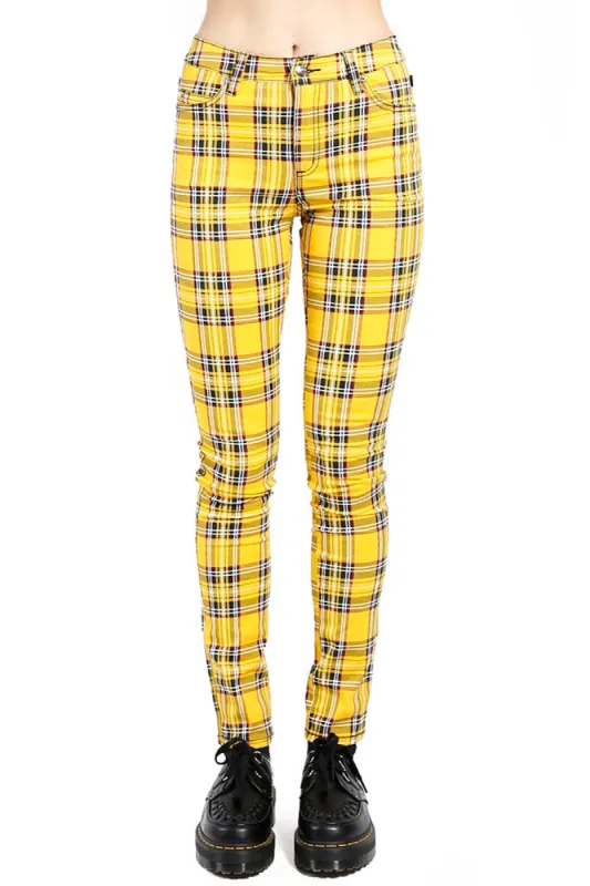 Tripp High Waist T-Back Jeans [Yellow Plaid] sold by Vampire Freaks