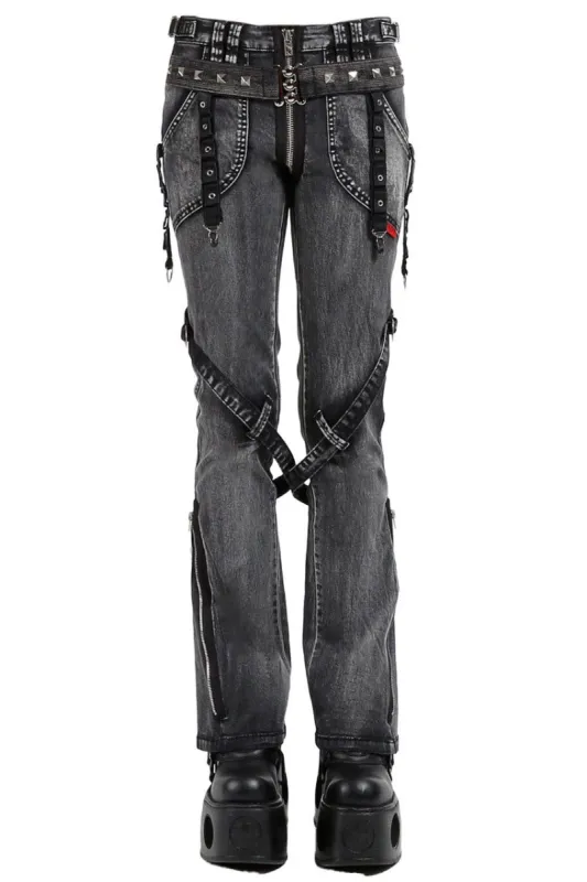 Tripp NYC Power Belt Pants [BLACK/BLEACH] sold by Vampire Freaks