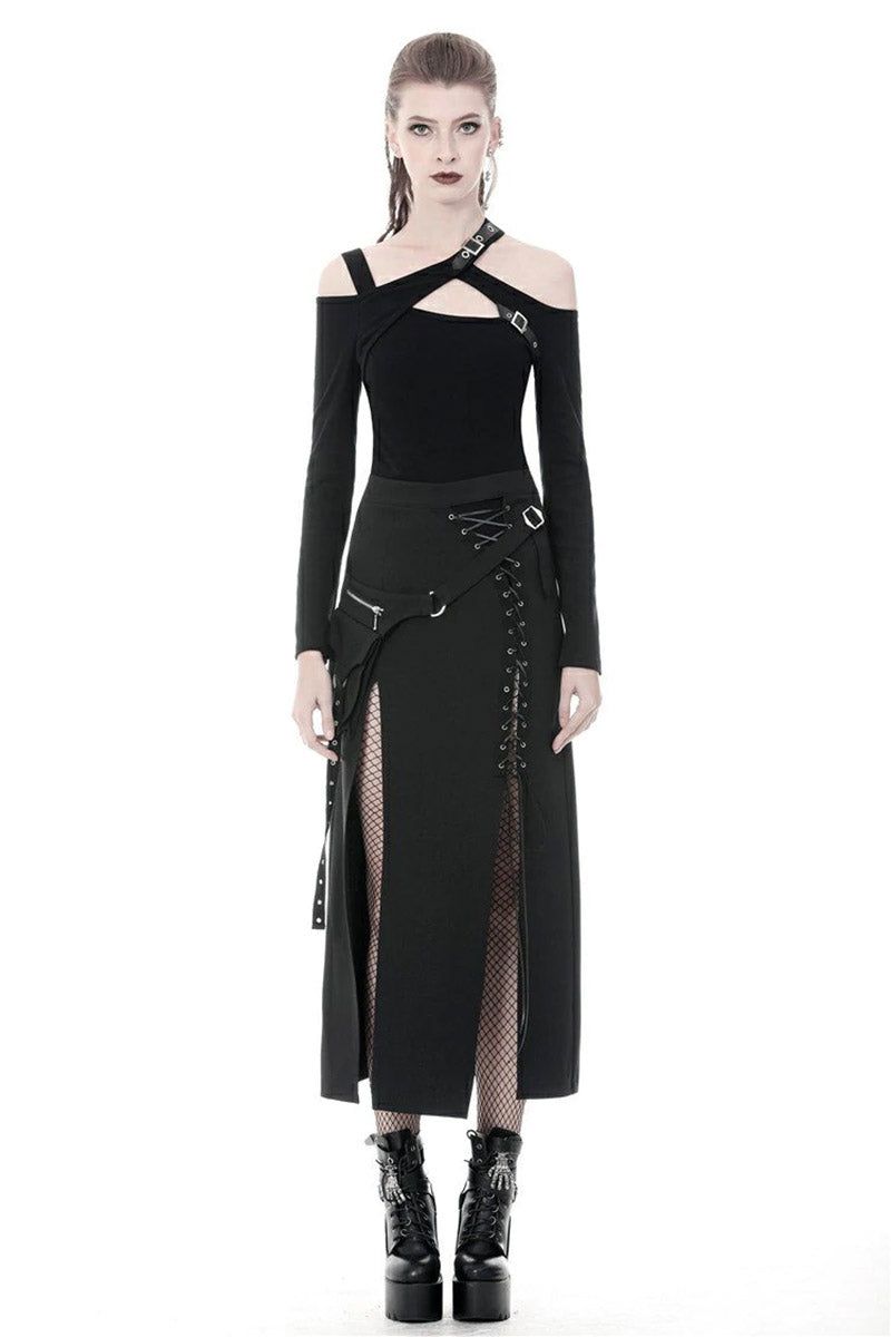 In Your Dark Dreams Slit Maxi Skirt sold by Vampire Freaks product image thumbnail 2