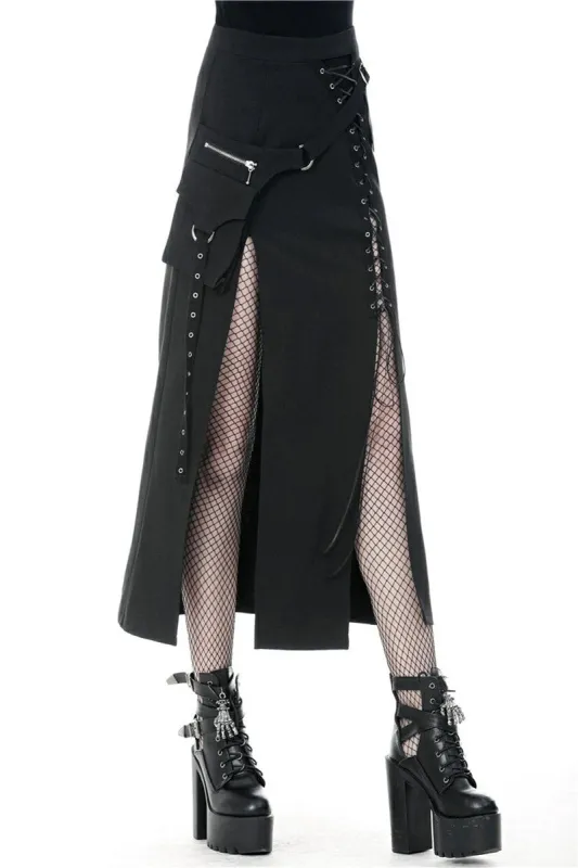 Deathrock Slit Maxi Skirt sold by Vampire Freaks