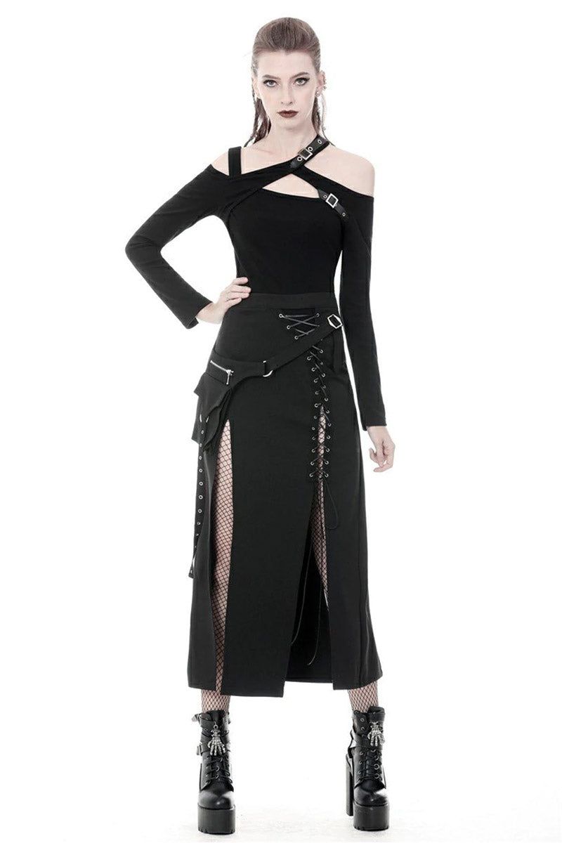 In Your Dark Dreams Slit Maxi Skirt sold by Vampire Freaks product image thumbnail 5