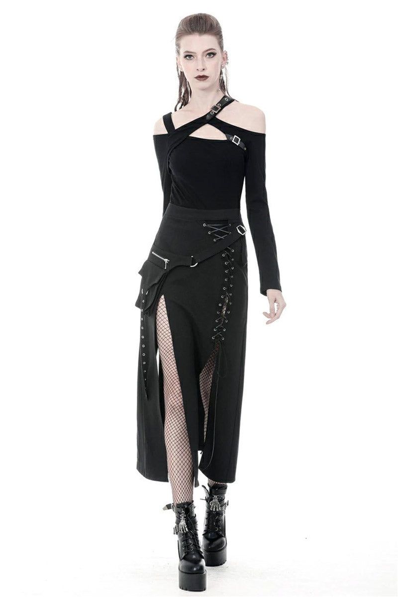In Your Dark Dreams Slit Maxi Skirt sold by Vampire Freaks product image thumbnail 3