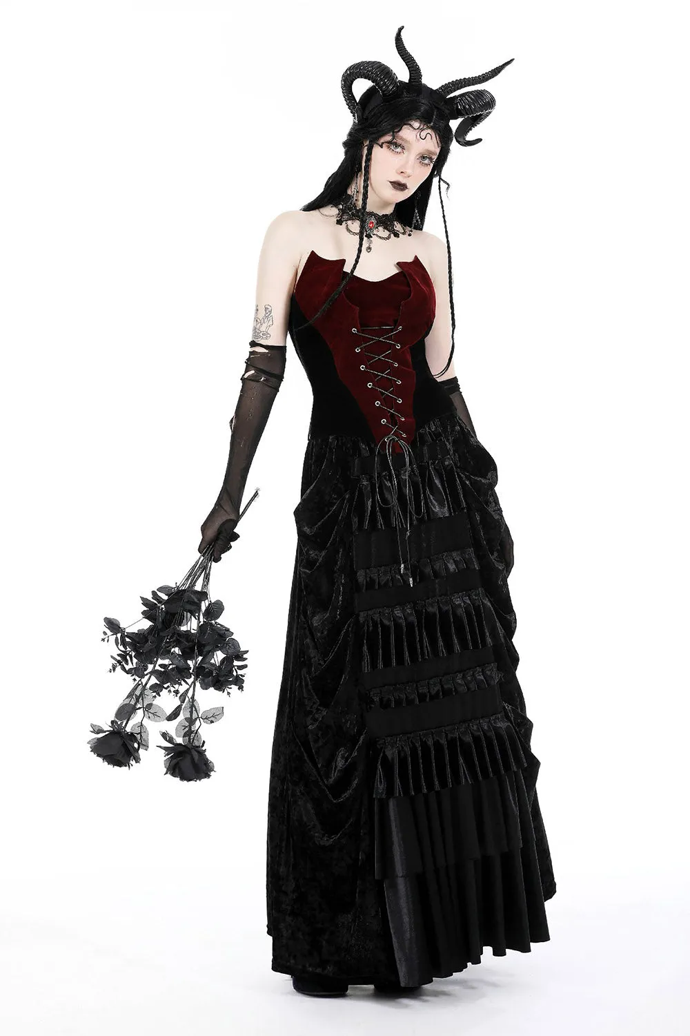 Highwaisted Velvet Vampire Maxi Skirt sold by Vampire Freaks product image thumbnail 2