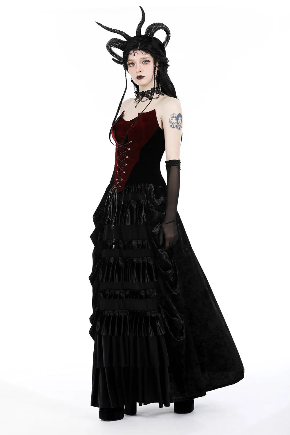 Highwaisted Velvet Vampire Maxi Skirt sold by Vampire Freaks product image thumbnail 3