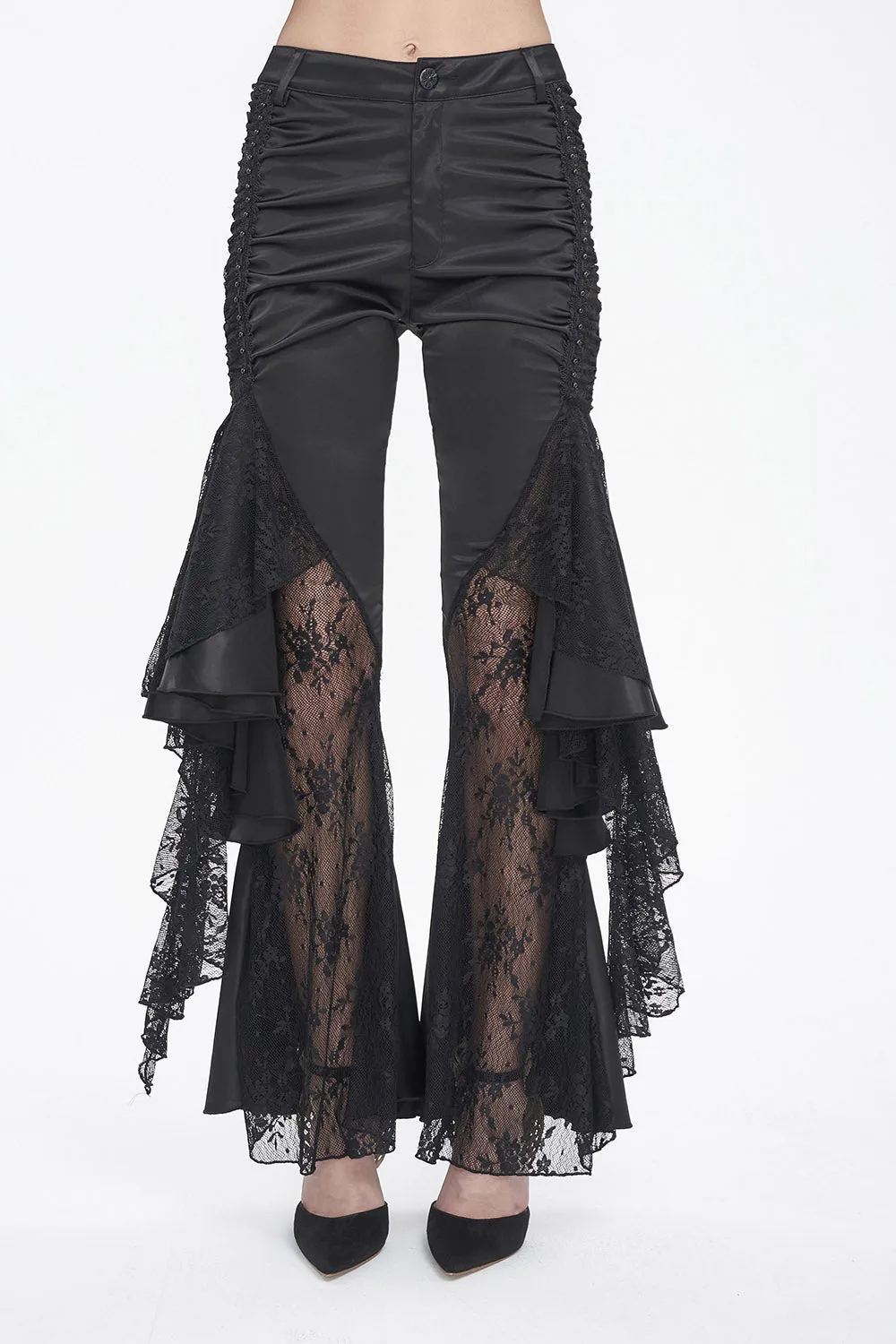 Vampress Black Satin Flared Pants sold by Vampire Freaks