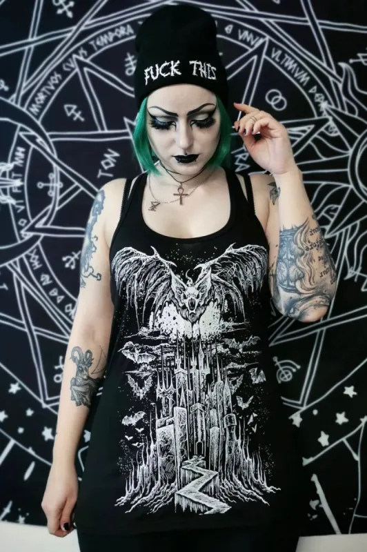 Vampire Castle T-shirt [BLACK/WHITE] sold by Vampire Freaks