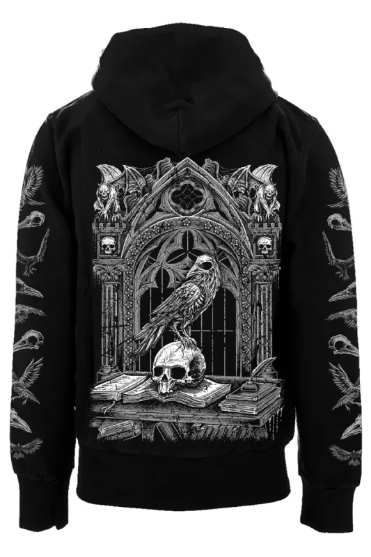 Quoth the Raven Hoodie [GRAY] [Zipper or Pullover] sold by Vampire Freaks