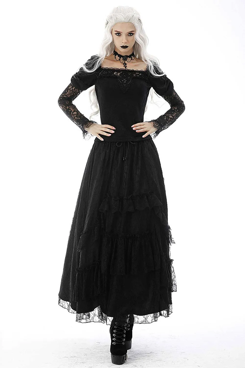Night Witch Gothic Maxi Skirt sold by Vampire Freaks product image thumbnail 2