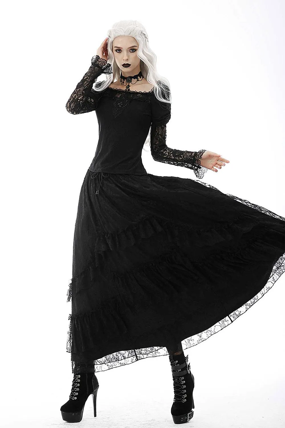 Night Witch Gothic Maxi Skirt sold by Vampire Freaks product image thumbnail 3