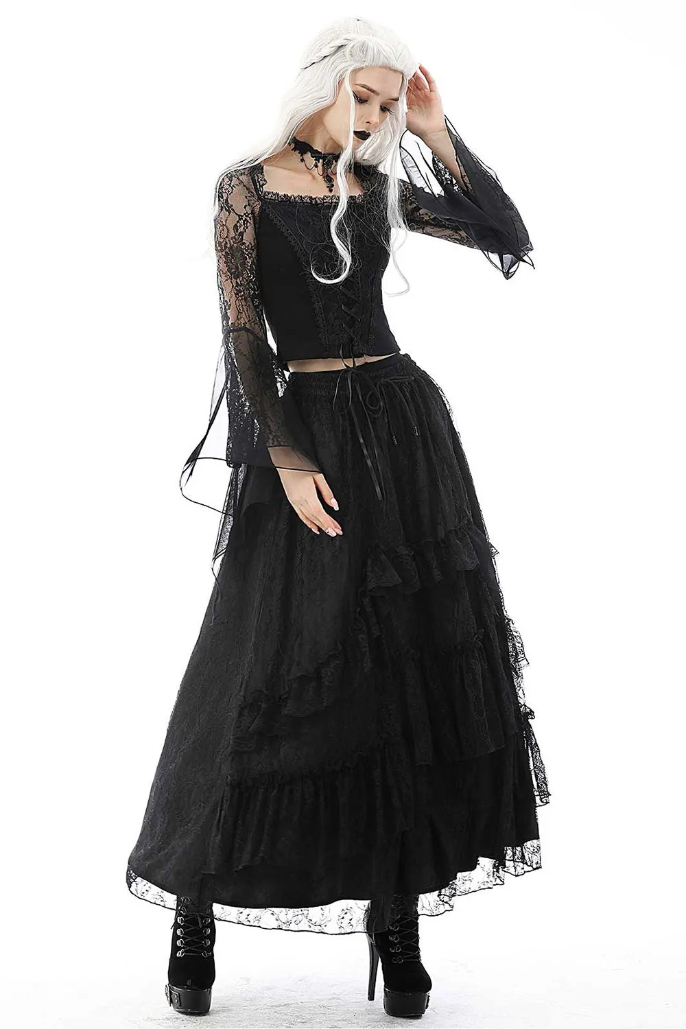 Night Witch Gothic Maxi Skirt sold by Vampire Freaks product image thumbnail 4