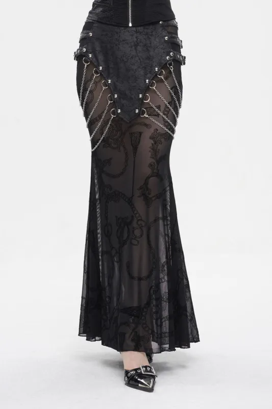 Black Ashes Mermaid Maxi Skirt sold by Vampire Freaks