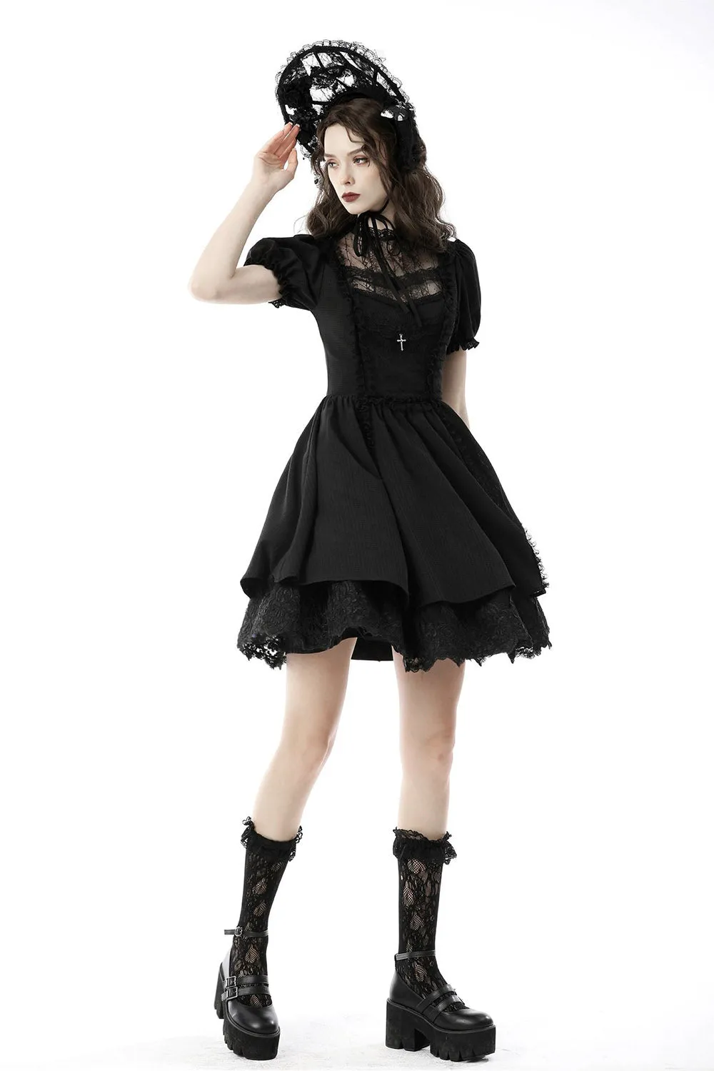 Puffed Sleeve Mini Dress sold by Vampire Freaks product image thumbnail 4