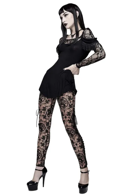 Bathory Edwardian Cameo Mesh Leggings sold by Vampire Freaks