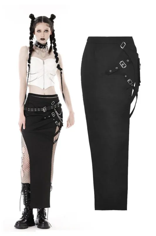Spindle Split Maxi Skirt sold by Vampire Freaks