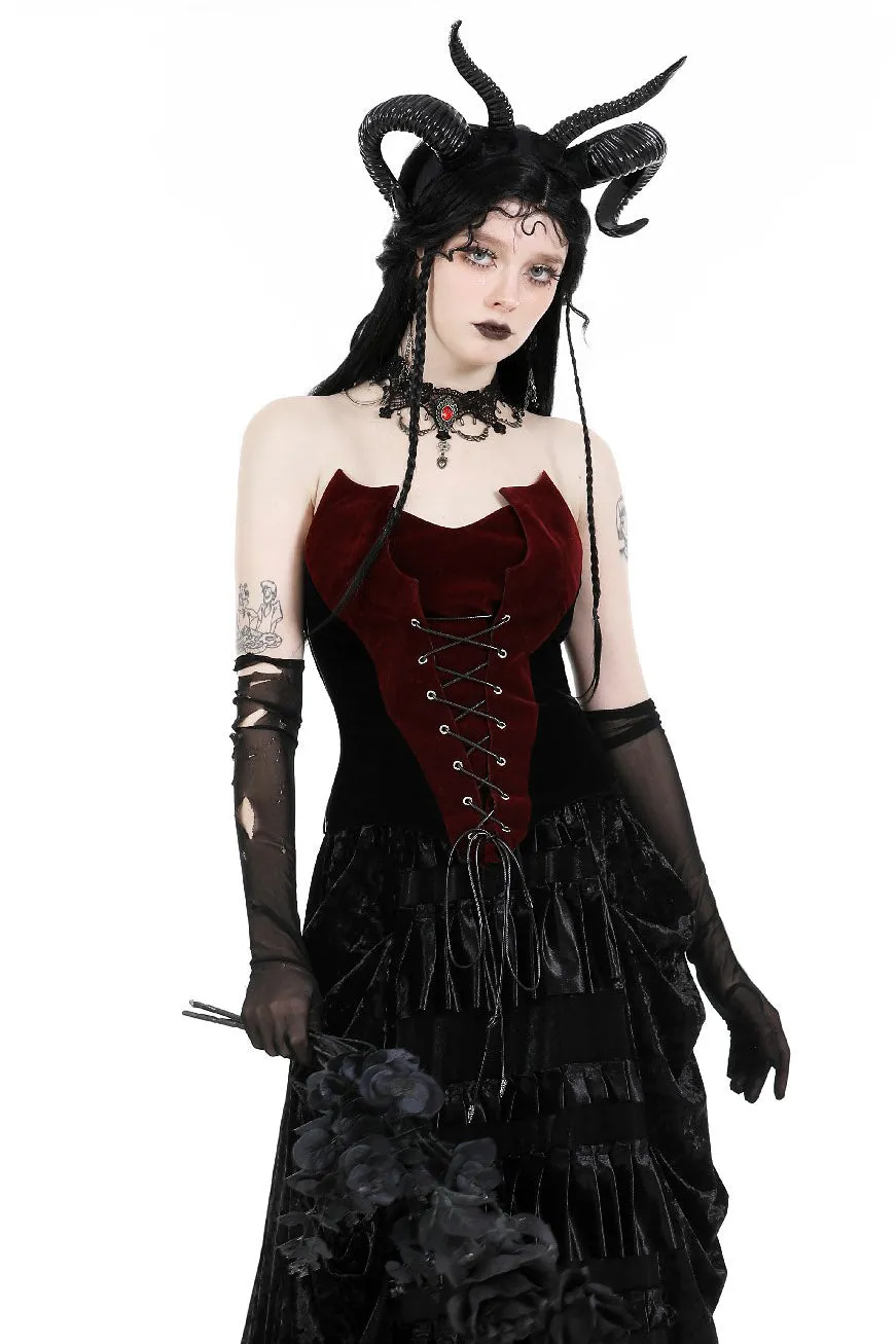 Romantic Goth Velvet Corset Top sold by Vampire Freaks