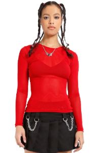 Tripp Ladies Long Sleeve Fishnet Shirt [Red] sold by Vampire Freaks