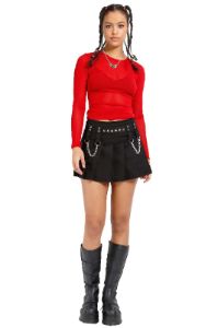 Tripp Ladies Long Sleeve Fishnet Shirt [Red] sold by Vampire Freaks