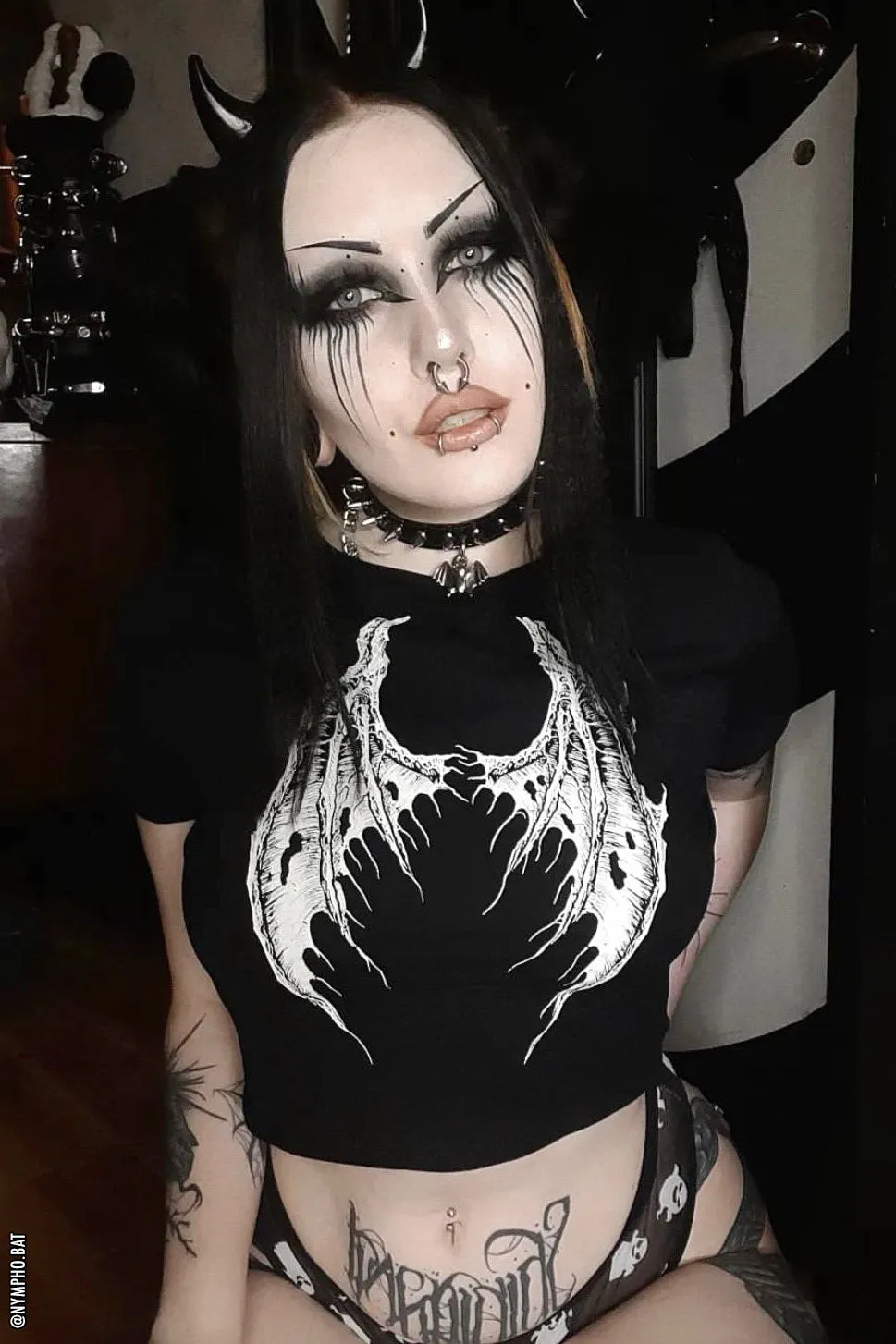 Broken Batwings Crop Top sold by Vampire Freaks product image thumbnail 3