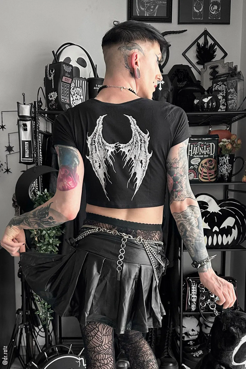 Broken Batwings Crop Top sold by Vampire Freaks product image thumbnail 4