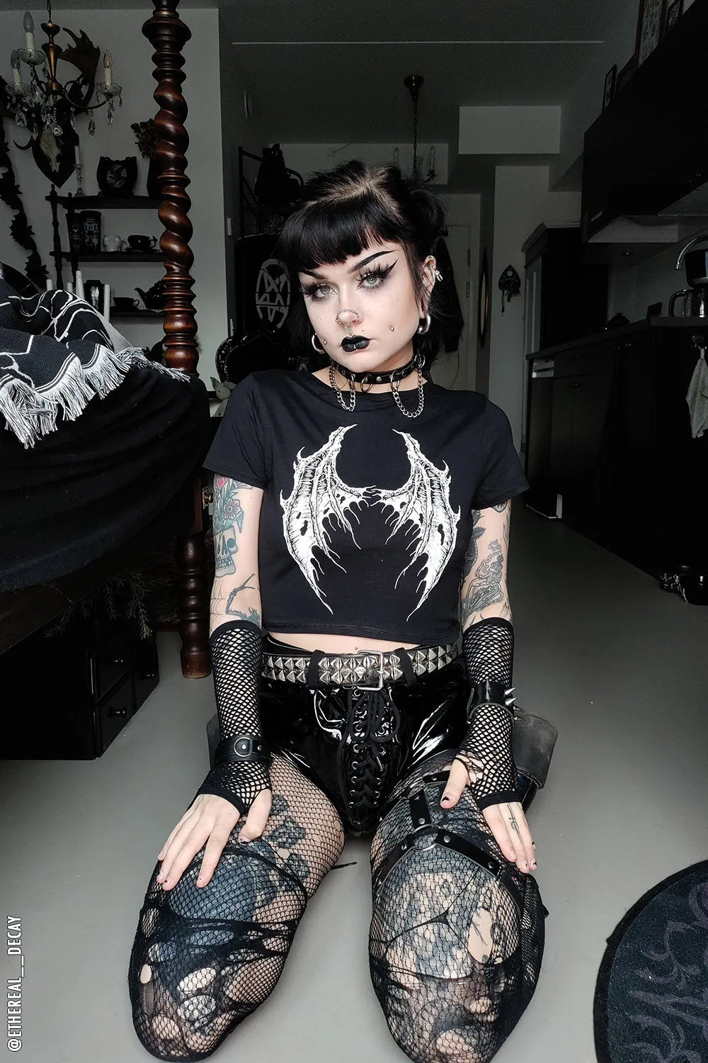 Broken Batwings Crop Top sold by Vampire Freaks
