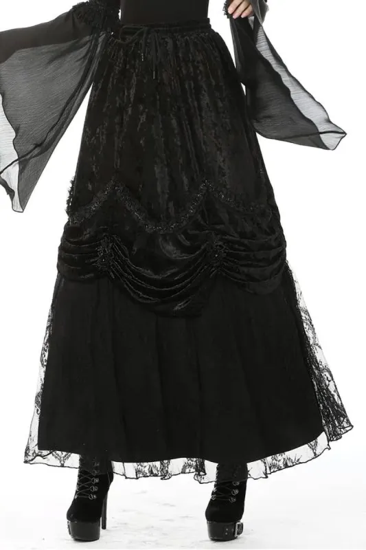 Vampren Velvet Maxi Skirt sold by Vampire Freaks