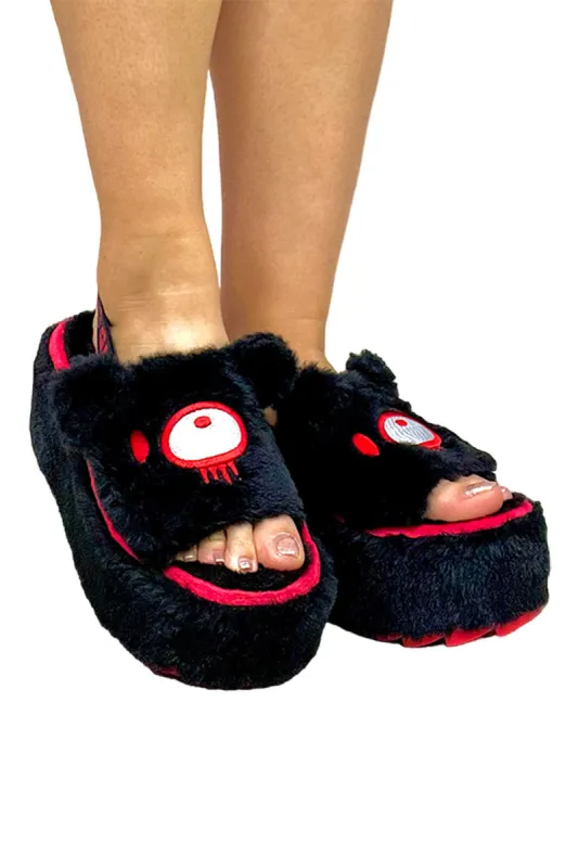 QOZII Slide Gloomy Bear Platform Sandals [BLACK] sold by Vampire Freaks