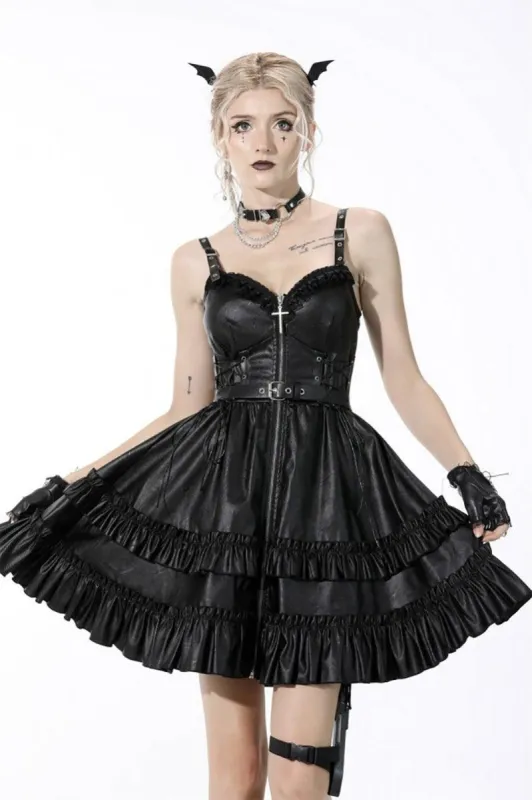 Bad Girl Ruffle Leather Dress sold by Vampire Freaks