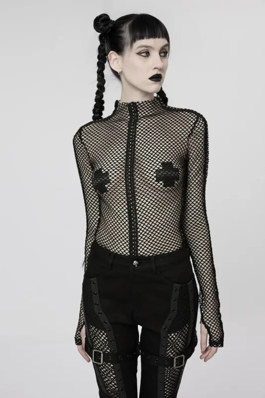 Club Creature Fishnet Top [BLACK] sold by Vampire Freaks