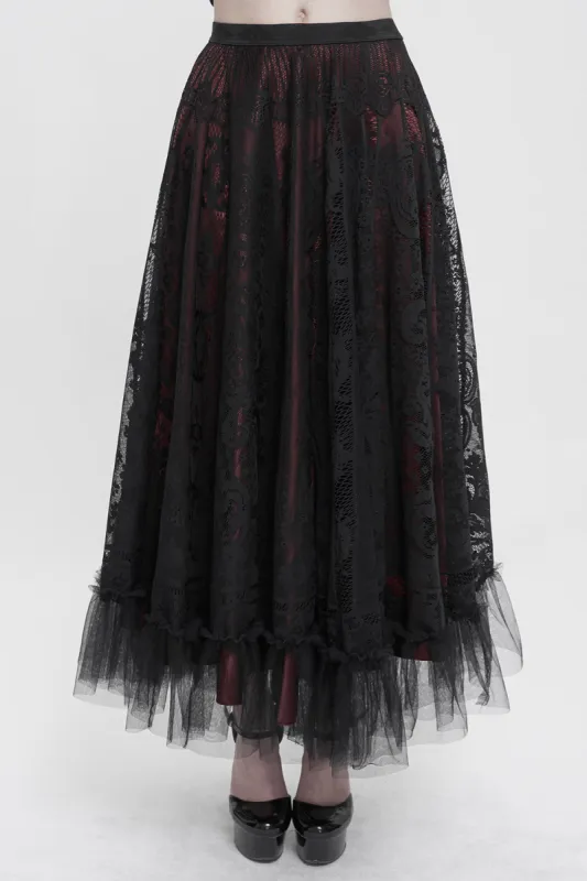 Sorrowed Scarlet Maxi Skirt sold by Vampire Freaks
