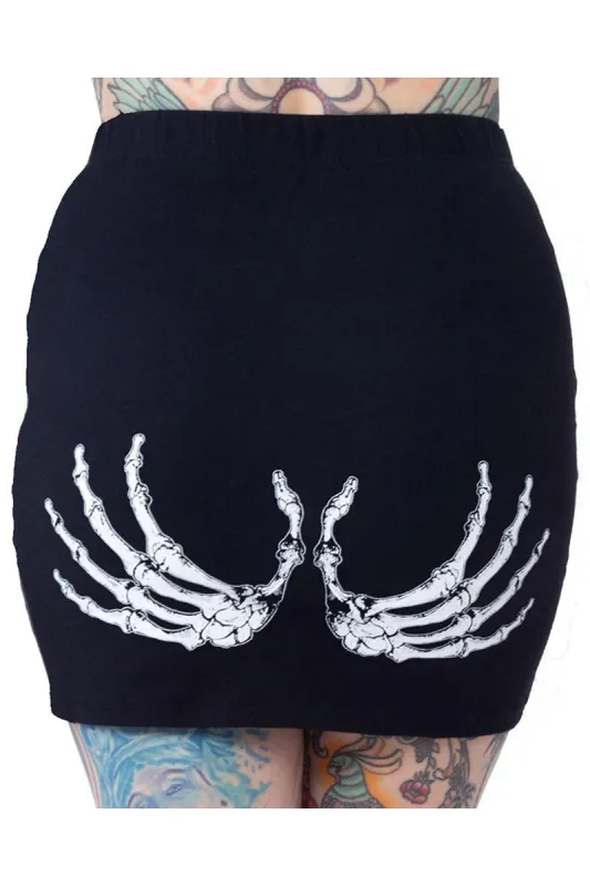 Skeleton Glow Hands Mini Skirt sold by Vampire Freaks