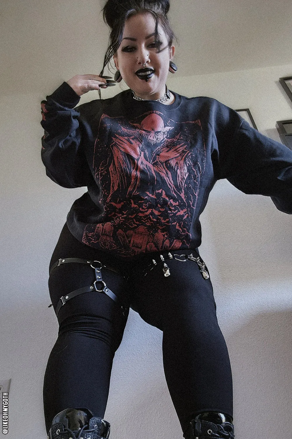 Nosferatu Sweatshirt w/ Red Bat Sleeves sold by Vampire Freaks product image thumbnail 3
