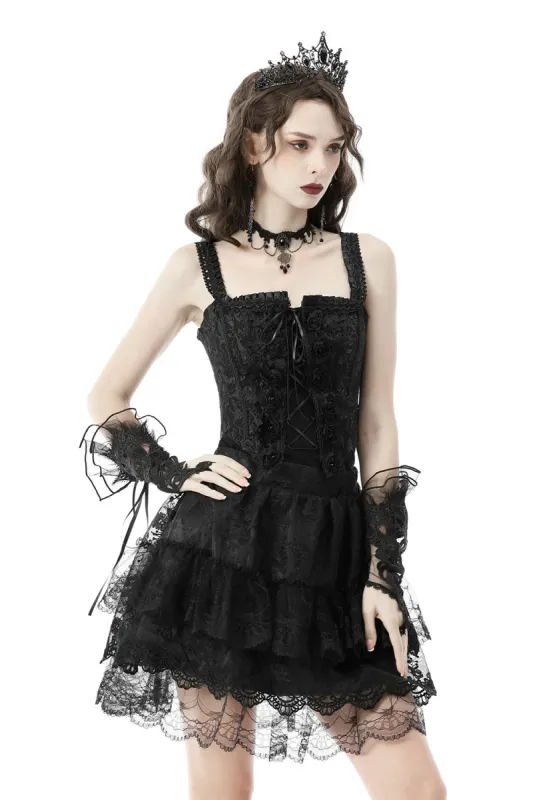 Black Brocade Corset Top sold by Vampire Freaks