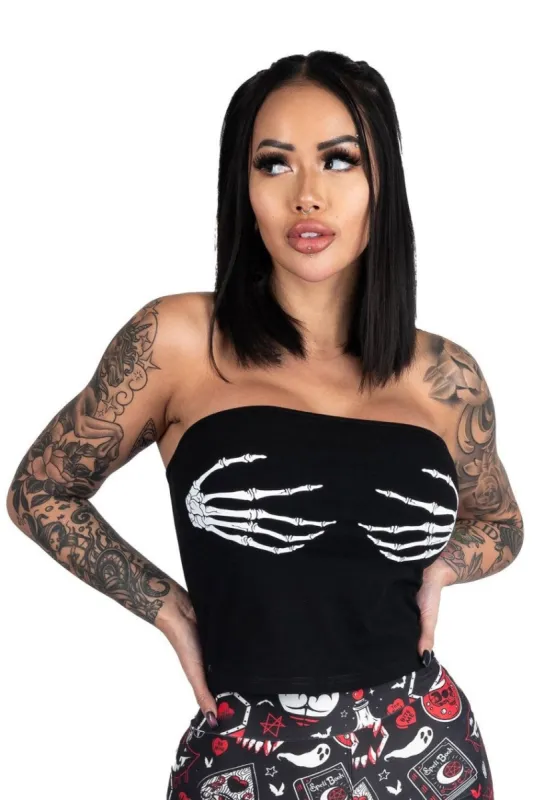 Skeleton Hands Corset Back Tee sold by Vampire Freaks