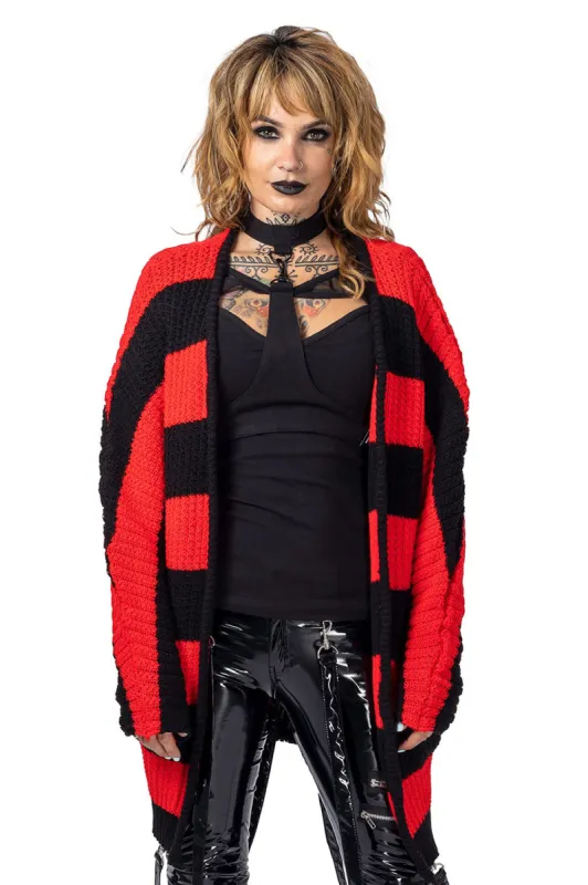 In A Daze Cardigan [BLACK/RED] sold by Vampire Freaks