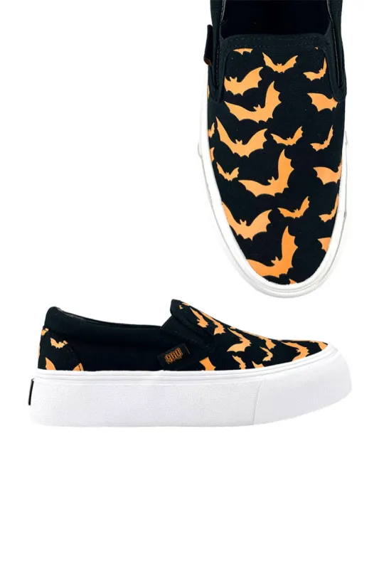 Chill Bat Platform Sneakers [BLACK/ORANGE] sold by Vampire Freaks