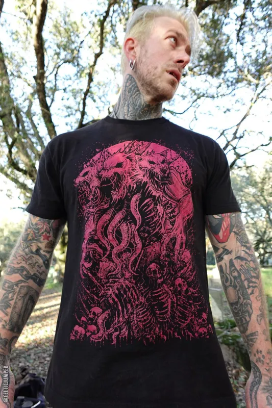 Three-Headed Werewolf Tee [WINE RED] sold by Vampire Freaks