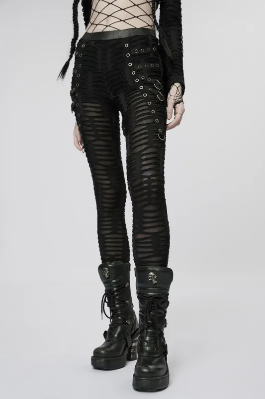 Eat My Dust Distressed Leggings sold by Vampire Freaks