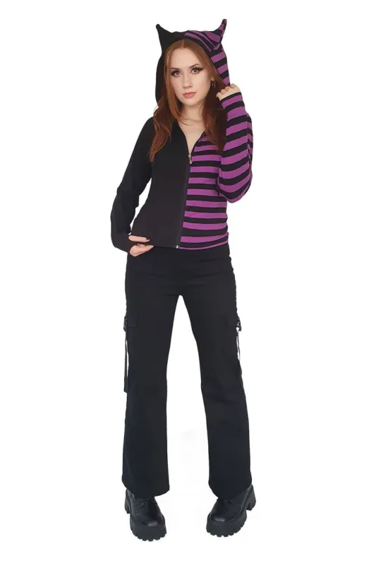 Shiori Half and Half  Hoodie [BLACK/PURPLE] sold by Vampire Freaks