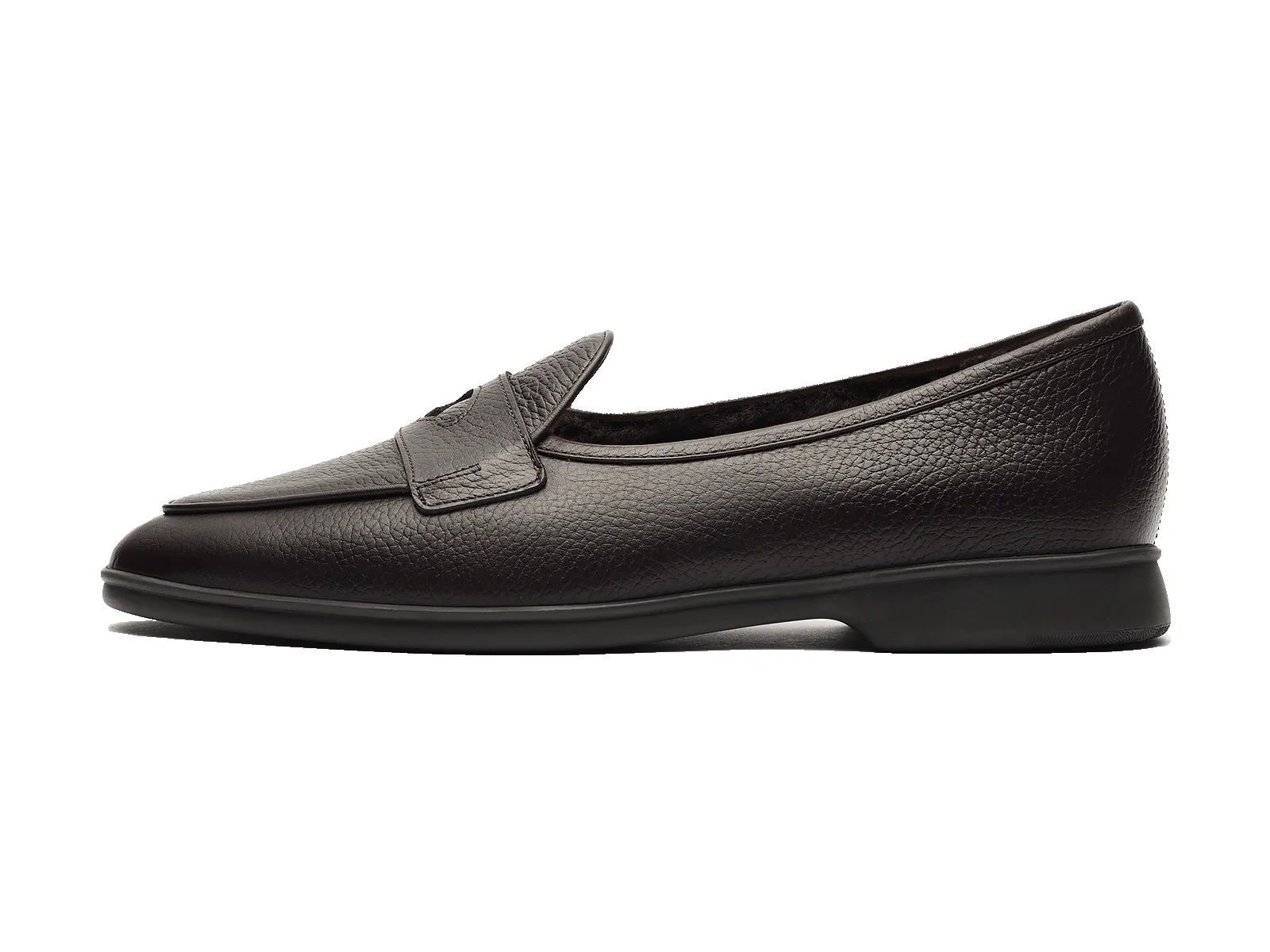 Stride Penny Loafers in Dark Brown Moorland Calf with Shearling Lining sold by Baudoin & Lange product image thumbnail 3