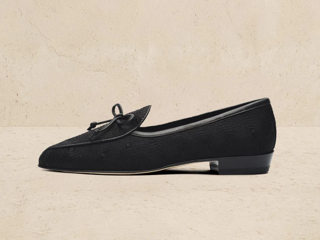 Sagan Embroidered Loafers in Black Stellar made by Baudoin & Lange