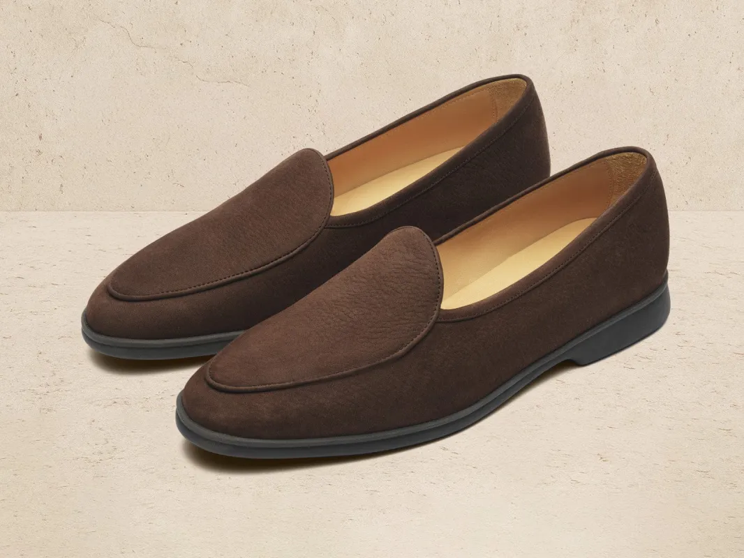 Stride Loafers in Ebony Brown Shield Nubuck sold by Baudoin & Lange