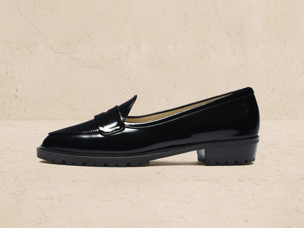 Sagan Ginkgo Loafers in Nero Soft Patent Leather made by Baudoin & Lange