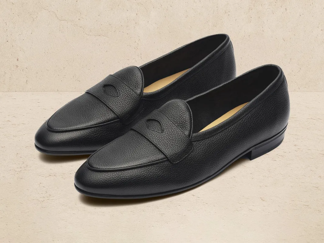 Sagan Rubber Ginkgo Loafers in Black Lunar Grain Calf sold by Baudoin & Lange