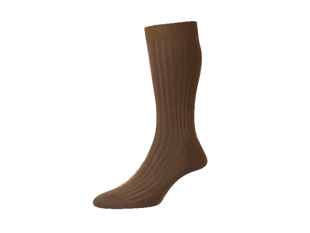 Cotton Socks in Mid Brown sold by Baudoin & Lange