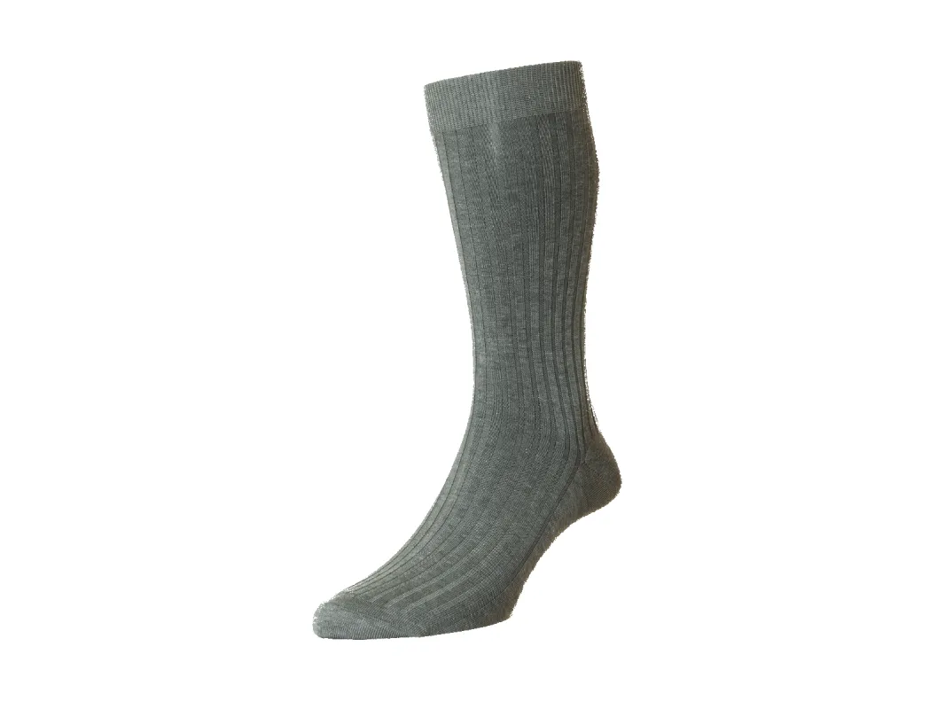 Cotton Socks in Mid Grey sold by Baudoin & Lange