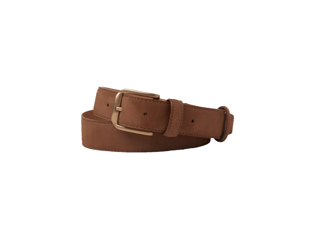 Sagan Belt Gold Buckle in Sandy Grey Nubuck made by Baudoin & Lange