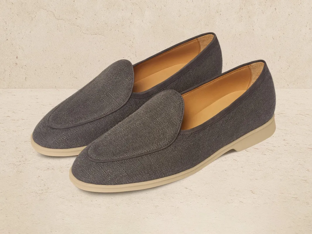 Stride Loafers in Fiji Grey Merlinen with Natural Sole sold by Baudoin & Lange